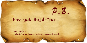 Pavlyak Bojána névjegykártya